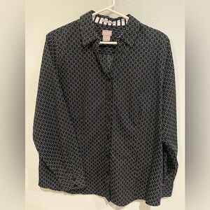 Chico’s No Iron Black Button Up Blouse